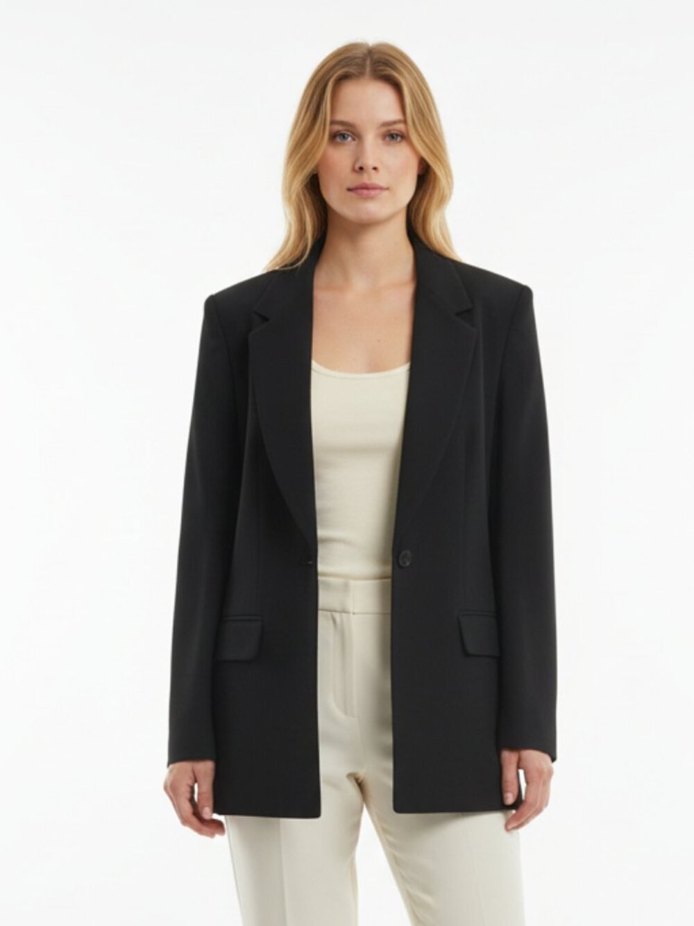 Liz Claiborne Collection Black Long Sleeve Single Button Close Blazer‎ Jacket 10
